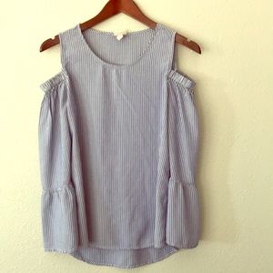 Merona Tops - Merona cold shoulder blue white striped top Merona Tops - Merona cold shoulder blue white striped top